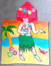 Beach Company Girls Novelty Hula Girl Hooded Towel Poncho. Colourful. Age 2+.
