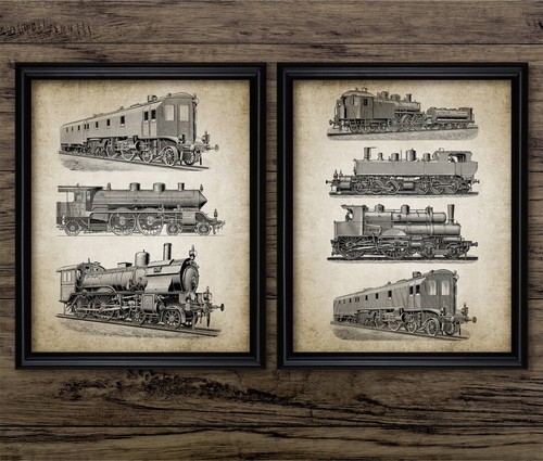 Vintage railway prints set - vintage,