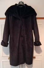 Hooded faux sheepskin coat