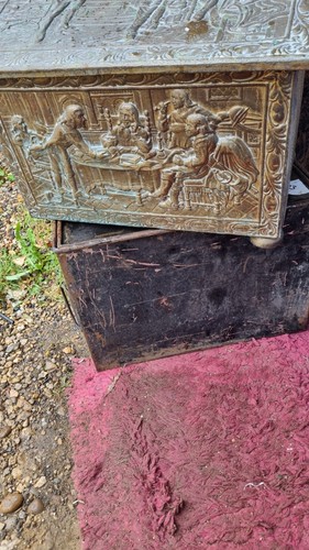 Vintage embossed brass coal - vintage,