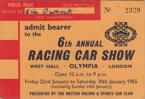 1965 racing car show olympia - racing,
