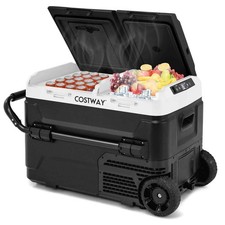 COSTWAY Dual Zone 12V Car Refrigerator 40L Portable Compressor Fridge Freezer