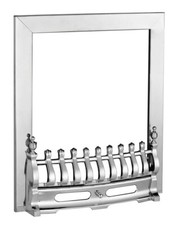 REPLACEMENT GAS FIRE POLISHED CHROME CAST FRET AND 3 PIECE MAGNETIC TRIM FRAME