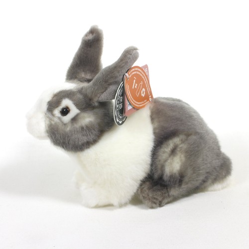 Grey white rabbit - grey, plush