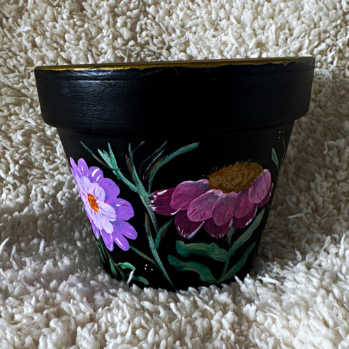 Black hand painted terracotta - black,