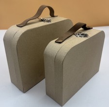 2 Nesting Luggage Suitcases Shape Boxes Craft Storage Hand Made Paper Mache