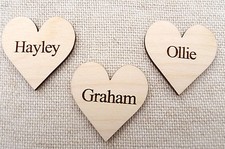 Wooden personalised hearts for - wooden,