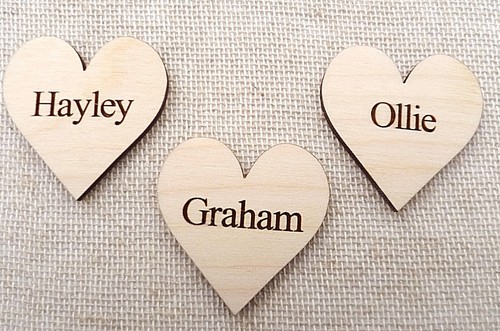 Wooden personalised hearts for - personalised,