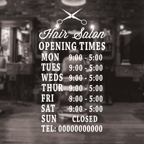 Hair salon opening hours - salon, sign
