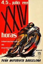 Motorbike Racing Motorcycle 24 Hours Montjuich 1956 Barcelona Race  Poster Print