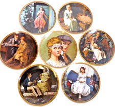 Vintage Knowles Norman Rockwell Art -Fine China Plate Set of 7 Numbered USA Made