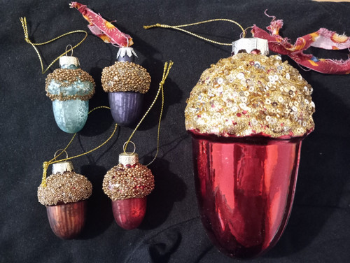 Glass pine cone baubles - 5x,