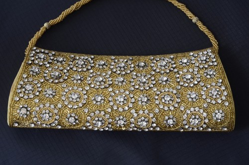 Vintage gold beaded diamante - gold, &