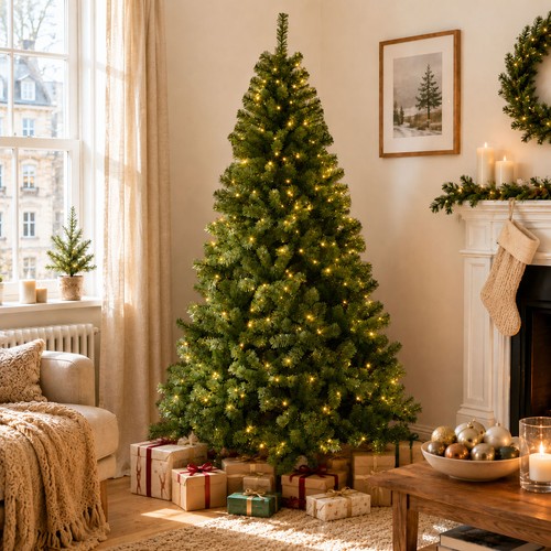 7ft woodland pine pre - woodland, pre-lit