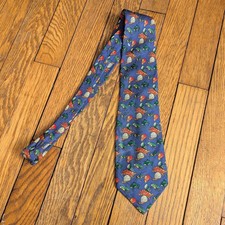 Vintage Alain Figaret Silk Tie Garden Animals Print Made In France