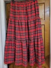 Ladies Red Tartan Tiered Maxi