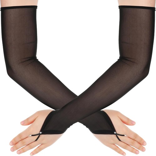 Long fingerless gloves black - long,