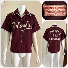 1940s Chain Stitch Cotton Twill Womens Baseball Shirt Sportswear Uniform Top VTG
