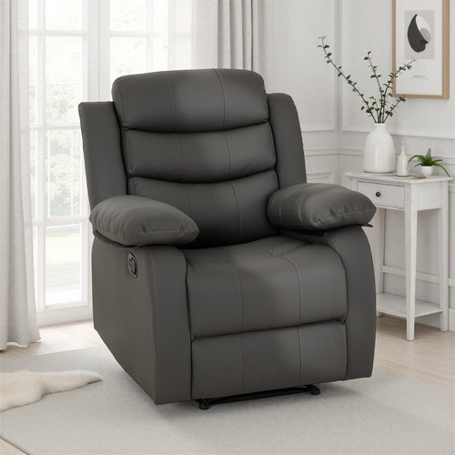 Roma recliner chair grey faux - chair,
