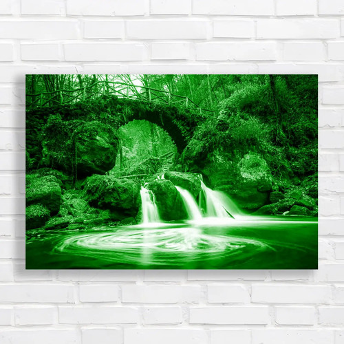 Serene waterfall cascading - waterfall, in