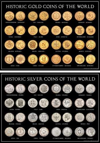 Historic gold and silver coins - and,