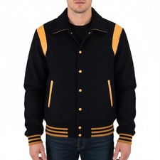 Varsity Letterman Black Wool &