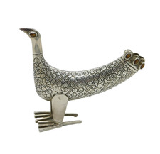 Sterling Silver Peacock Form Tiger's Eye Set Cocktail Stick Holder Vintage c1970