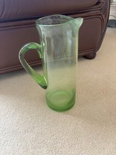 Green Glass Jug Pitcher With