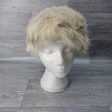 Fur Hat White with blac  Vintage lined 1970's Unbranded.