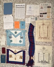 Vintage Freemason Regalia Set Royal Arch Apron Sash Gloves & Documents 