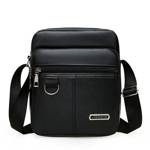 Black brown leather crossbody - leather,
