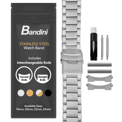 18mm curved steel metal watch - curved,