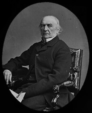Magic Lantern Slide WILLIAM GLADSTONE SEATED C1890 PHOTO VICTORIAN POLITICS