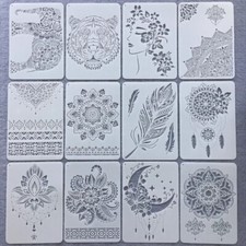1set 12x Lace Floral Layering Stencils Ethnic Painting Template Scrapbooking