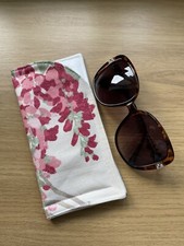 Handmade Padded Sun Glasses Case Pouch in Laura Ashley Wisteria Cranberry Fabric