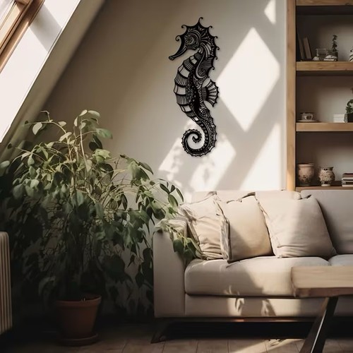 Large seahorse metal wall - large, art