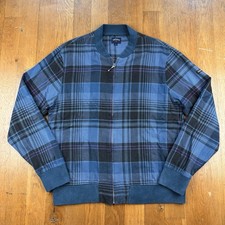 Noah Blue Purple Checked Zip Up Sweatshirt Size Large Made In Canada