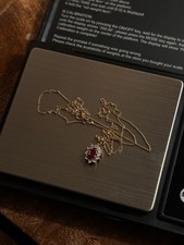 Ruby & Diamond 9ct Gold Pendant On 9ct Gold Curb Chain 18inch