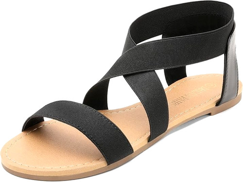Elastic straps open - elastic, toe