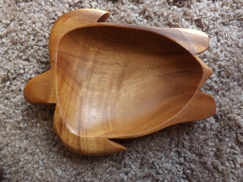 Carved wood turtle bowl