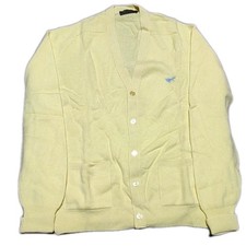 New Vintage Mens Wolsey Classic Cardigan Pure Lambswool Retro Yellow Jumper L