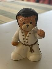 Enesco  Lucy & Me Lucy Rigg ceramic Elvis Presley Bear Figurine 1980’s 