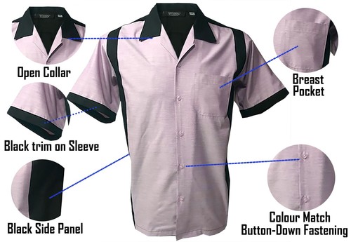 Mens pink bowling shirt - , 100%