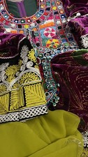 afghan dress, purple and green