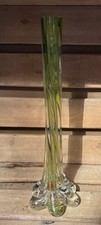 Green Aged Glass Long Stem Vase #OTR358