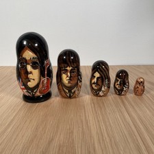 Matryoshka The Beatles Wooden Russian Nesting Dolls 5 Pc Set