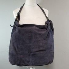 NEXT Suede & Leather Tote Bag Large Shopper Slouchy Hobo Shoulder Tassel Blue