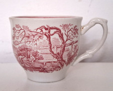 Red Transferware Tea cup English Tea cup Red and White Tea Party Decor Red tea
