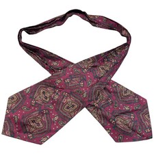 Sammy Cravat 44 Men's Red Polyester Retro Paisley Cravat Scarf Indie Mod