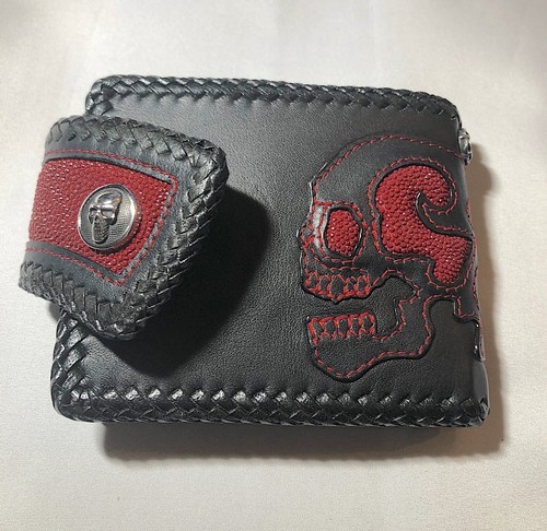 Short black cowhide - short, bifold